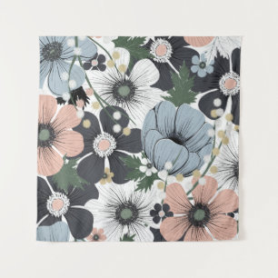 Tenture Fleurs délicates : motif sans couture dessiné à la