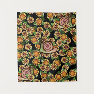 Tenture Fleurs d'escargots joyeuses