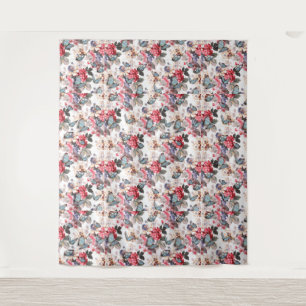 Tenture Fleurs et papillon de motif botanique vintage