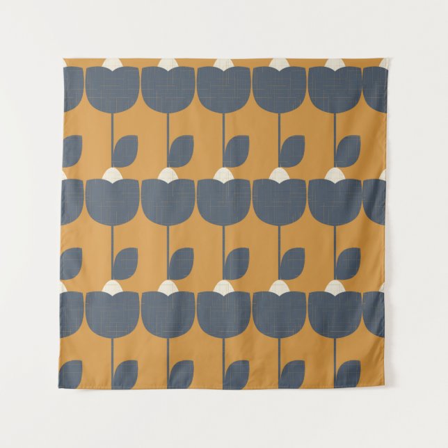 Tenture Fleurs modernes rétro : Scandinave Géométrique. (Devant)