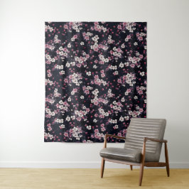 Tenture Fleurs Sakura Roses Noires, Design Motif,