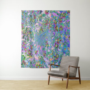 Tenture Fleurs sauvages rétro violettes, vertes et bleues