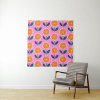 Fleurs scandinaves mignonnes en rose et orange