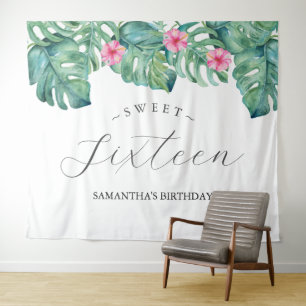 Tenture Fleurs tropicales Palm Feuille Photo Booth fond