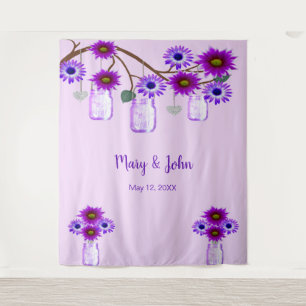 Tenture Fleurs Violettes Bocaux Mason Fond Photographique