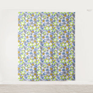 Tenture Flocons de papier découpé multicolores sur fond bl