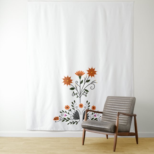 Tenture Floral contemporain moderne (En situation)