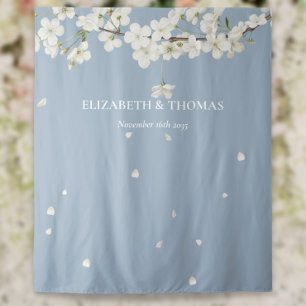 Tenture Floral Dusty Blue Mariage en fleurs fond photo