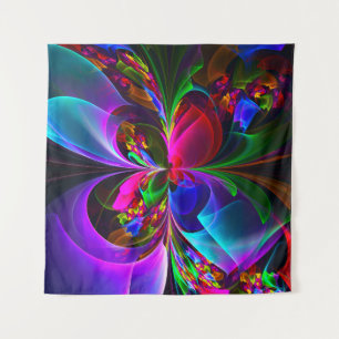 Tenture Floral moderne Art Abstrait Rouge Bleu Motif #12
