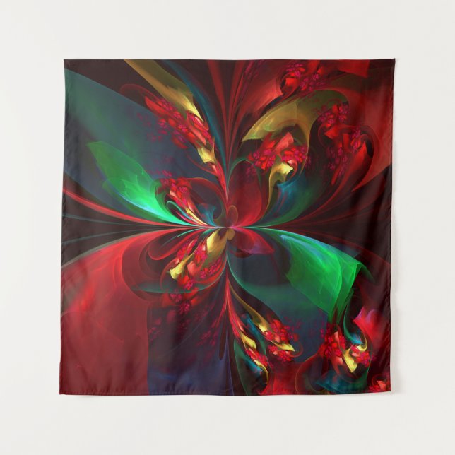 Tenture Floral moderne Art Abstrait Rouge Vert Motif #11 (Devant)
