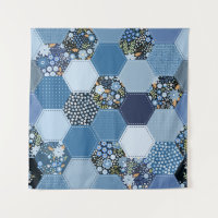 Floral, patchwork de denim : motif bleu.