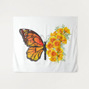 Tenture Flower Butterfly with Yellow California Poppy