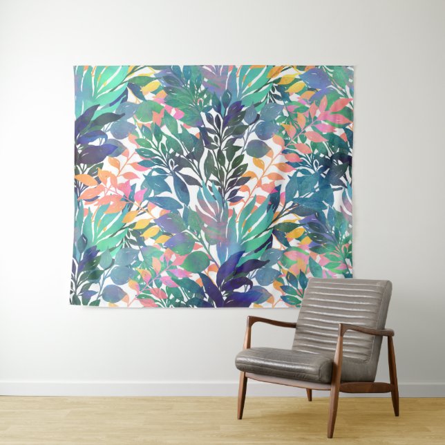 Tenture Foliage de la Jungle tropicale Aquarelle Verdure (En situation (horizontale))