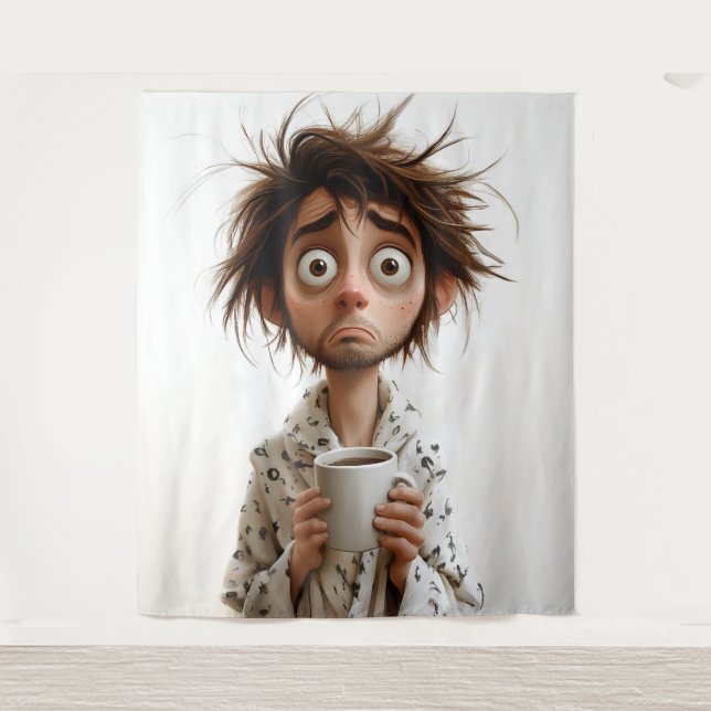 Tenture Folie du matin : Café d'abord, questions plus tard (Devant)