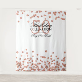 Tenture Fond 50e Anniversaire Rose Gold Blanc Confettis