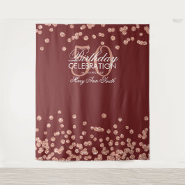 Tenture Fond 50e Anniversaire Rose Gold Bourgogne Confetti