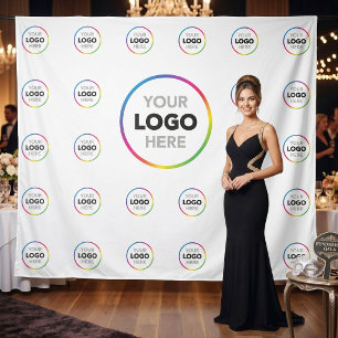 Tenture Fond avec logo d'entreprise blanc   Décoration pou