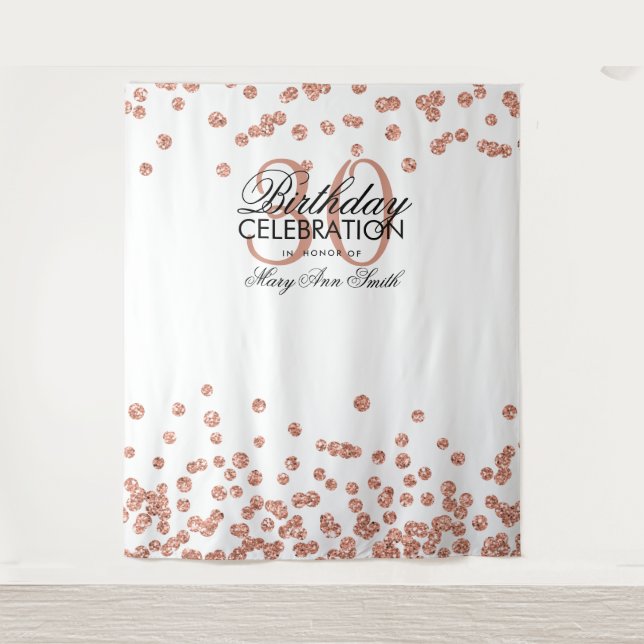 Tenture Fond de 30e anniversaire rose gold blanc Confetti (Devant)