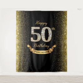 Tenture Fond de 50e anniversaire diamant noir et or
