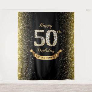Tenture Fond de 50e anniversaire Diamond Black et Gold