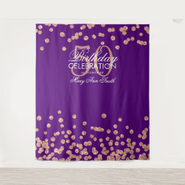 Tenture Fond de 50e anniversaire rose gold violet confetti