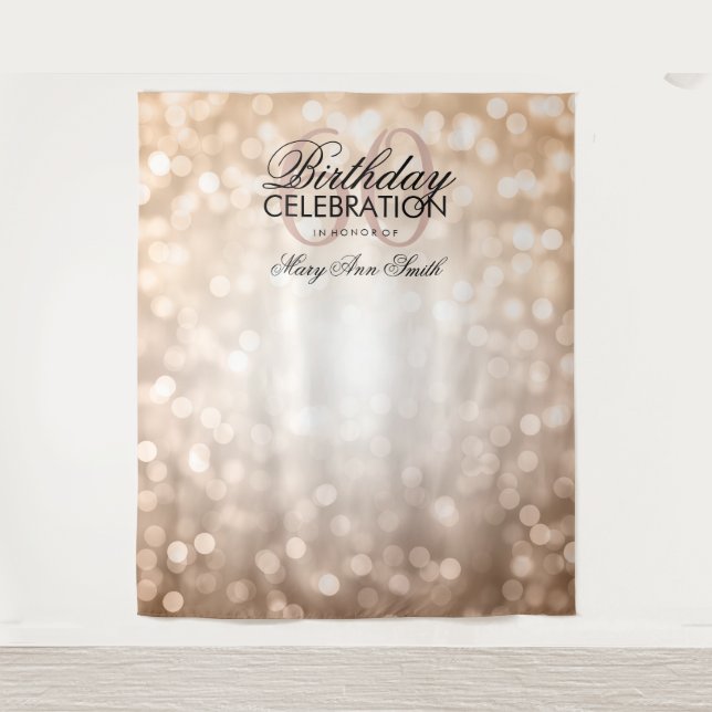 Tenture Fond de 60e anniversaire Rose Gold Pailleté Lumièr (Devant)