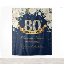 Fond de 80e anniversaire de fleurs de verdure d'or