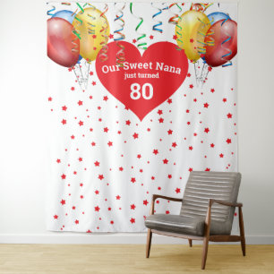 Tenture Fond de ballon de fête d'anniversaire 80 ans Nana