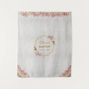 Tenture Fond de baptême géométrique marbre orchidée rose o