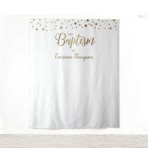 Fond de baptême simple confetti or