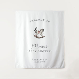 Tenture Fond de bienvenue pour Baby Shower Cheval à Bascul