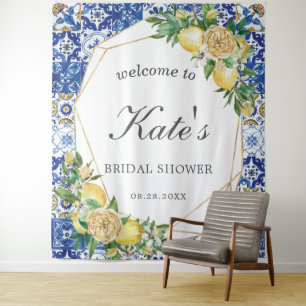 Tenture Fond de bienvenue pour Baby Shower de carreaux de 