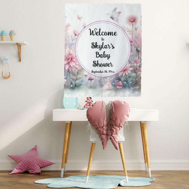 Tenture Fond de bienvenue pour Baby Shower Jardin de Fées (Créateur téléchargé)