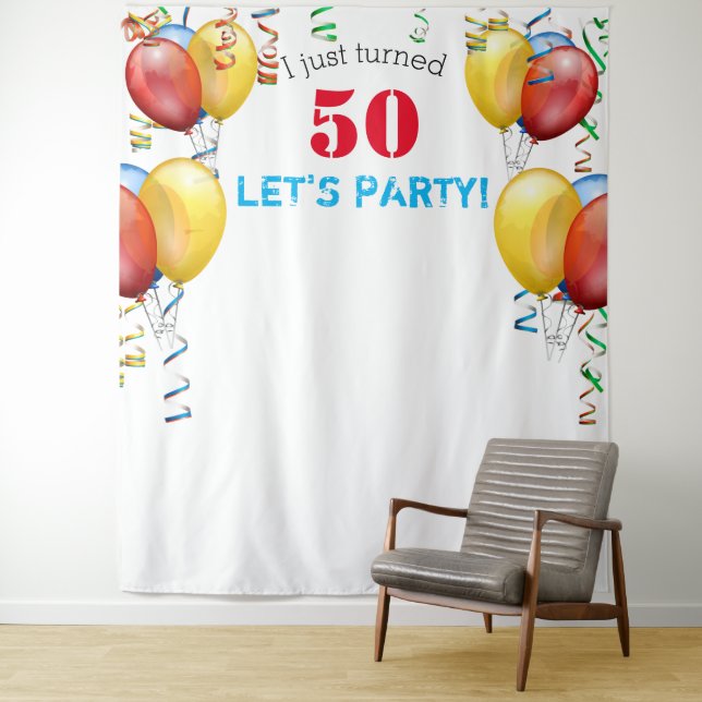 Tenture Fond de cabine photo pour 50e anniversaire avec ba (En situation)