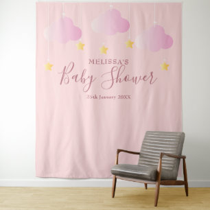 Tenture Fond de cabine photo rose pour Baby Shower