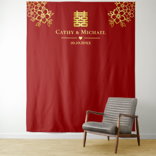 Tenture Fond de cérémonie de thé de mariage chinois floral