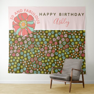 Tenture Fond de décor de fête d'anniversaire floral rose G