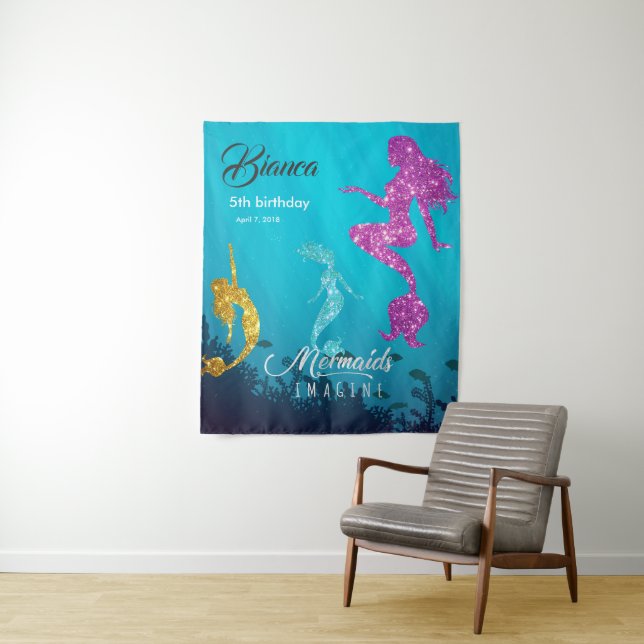 Tenture Fond de décor de fête d'anniversaire personnalisé  (En situation)