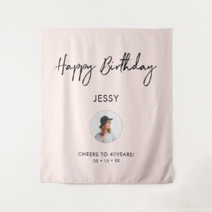 Tenture Fond de décor de fête d'anniversaire rose et noir 