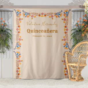 Tenture Fond de décor de fête de Quinceanera avec floral m
