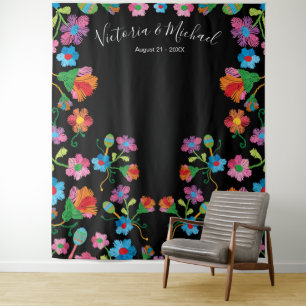 Tenture Fond de décor de fête mexicaine avec broderie flor