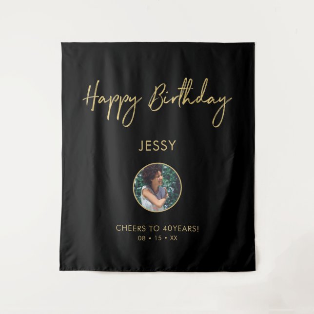 Tenture Fond de décor de fête pour photo d'anniversaire or (Devant)