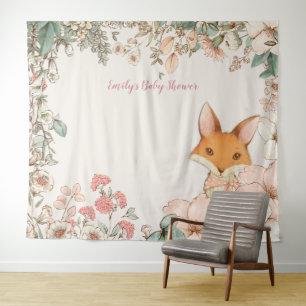 Tenture Fond de décor de fête prénatale pour bébé renard v