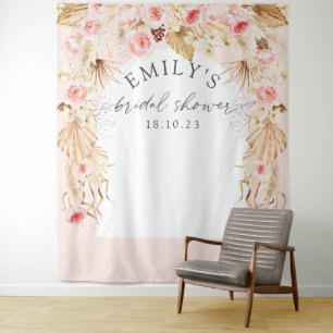 Tenture Fond de décor en pampas floraux bohème à arche mod