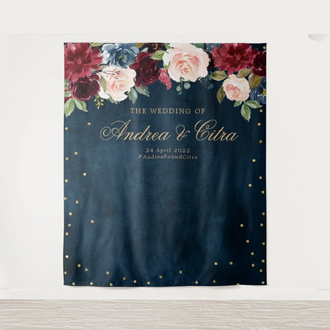 Tenture Fond de décor floral rose pour une fête de mariage (Devant)