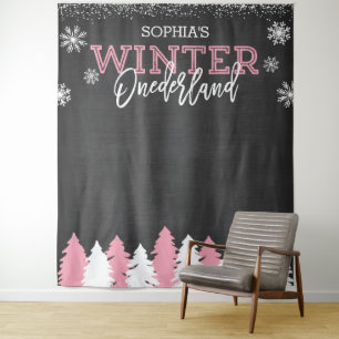 Tenture Fond de décor Onederland Hiver Craie Rose