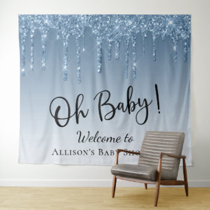 Tenture Fond de décor photo de bienvenue bleu pailleté pou