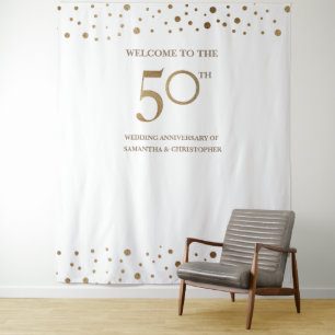 Tenture Fond de décor photo pour noces d'or 50e anniversai