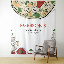Tenture Fond de décor pour anniversaire fête de pizza