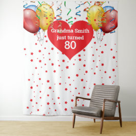 Tenture Fond de décor pour ballons d'anniversaire 80 ans A
